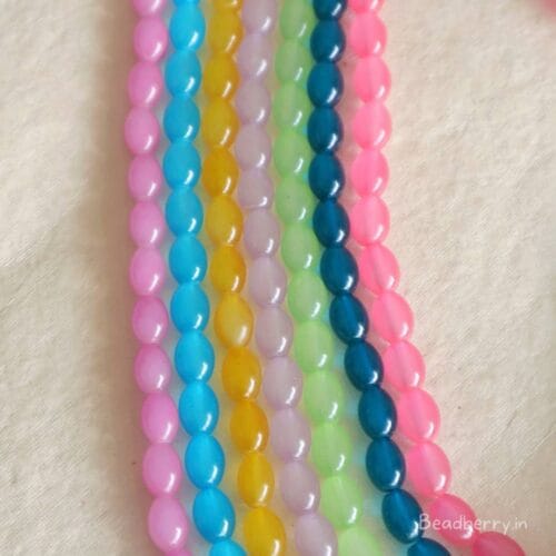 Oval Glass Beads | 1 String | Size: 8mm