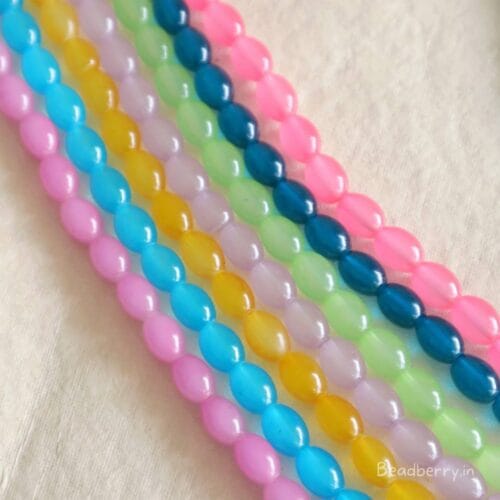 Oval Glass Beads | 1 String | Size: 8mm