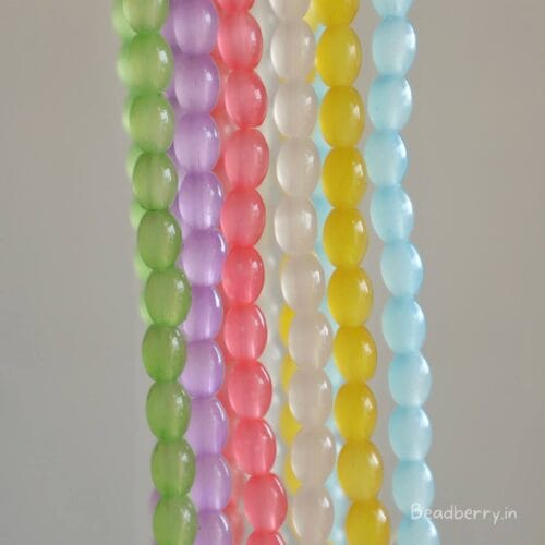 Oval Glass Beads | 1 String | Size: 6mm