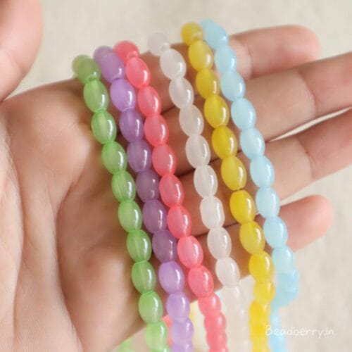 Oval Glass Beads | 1 String | Size: 6mm