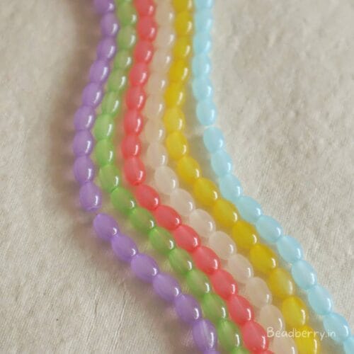 Oval Glass Beads | 1 String | Size: 6mm