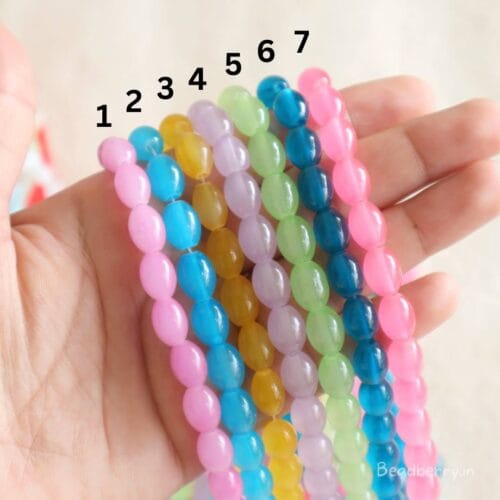 Oval Glass Beads | 1 String | Size: 8mm