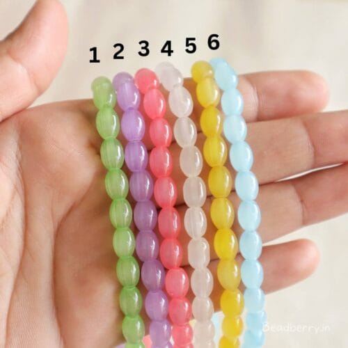 Oval Glass Beads | 1 String | Size: 6mm