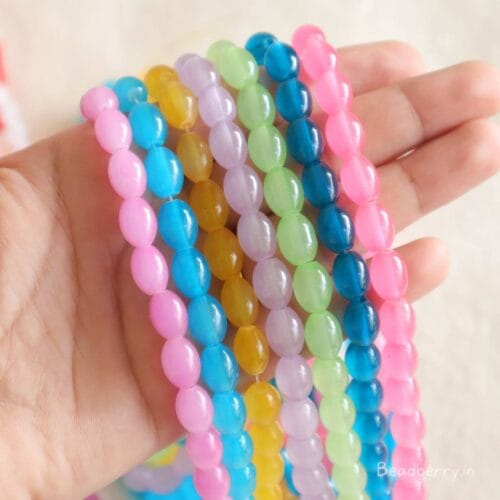 Oval Glass Beads | 1 String | Size: 8mm