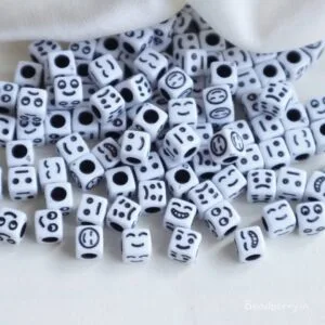 White Cube Smiley Beads-20gm