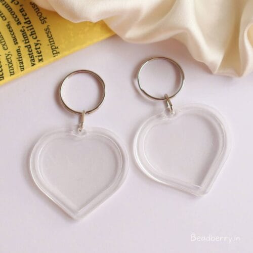 Transparent Heart Acrylic Blank DIY Photo Frame Keychain