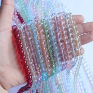 Transparent Round Glass Beads | 1 String | Size: 8mm