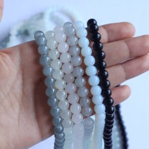 Elegant Neutral Glass Beads | 1 String | Size: 8mm