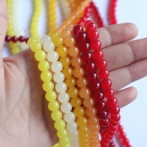 Warm Tones Glass Beads | 1 String | Size: 8mm