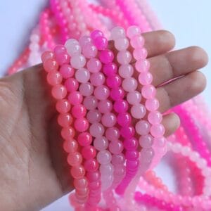 Pink Tone Glass Beads | 1 String | Size: 8mm