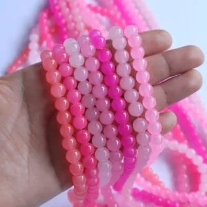 Pink Tone Glass Beads | 1 String | Size: 8mm