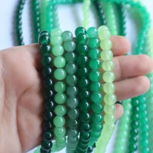 Shades of Green Glass Beads | 1 String | Size: 8mm
