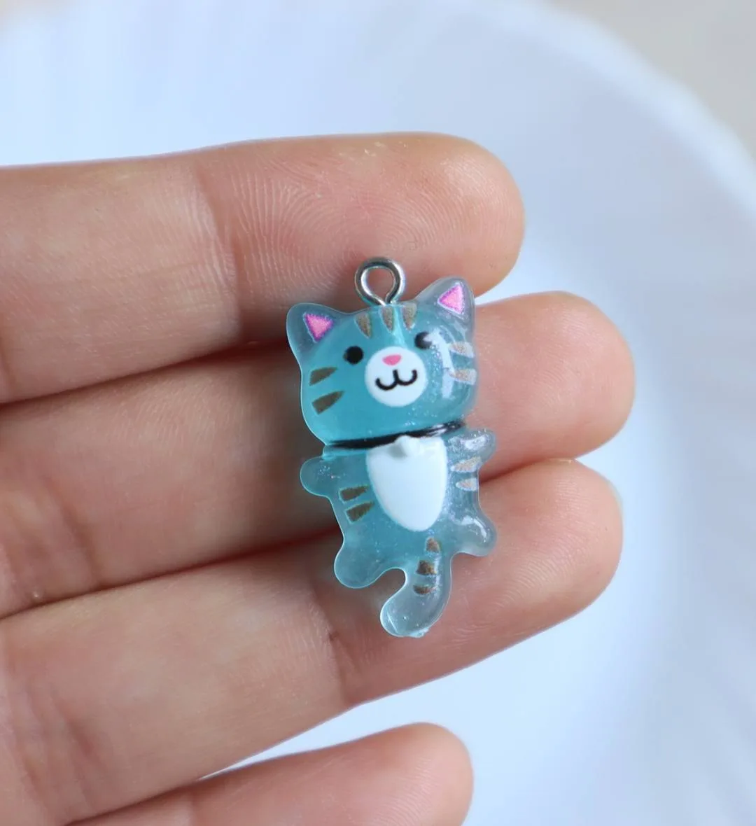Blue Cat Resin Charm