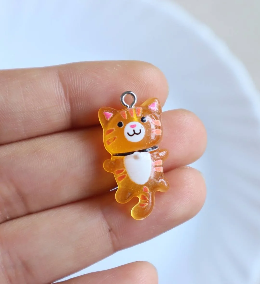 Orange Cat Resin Charm