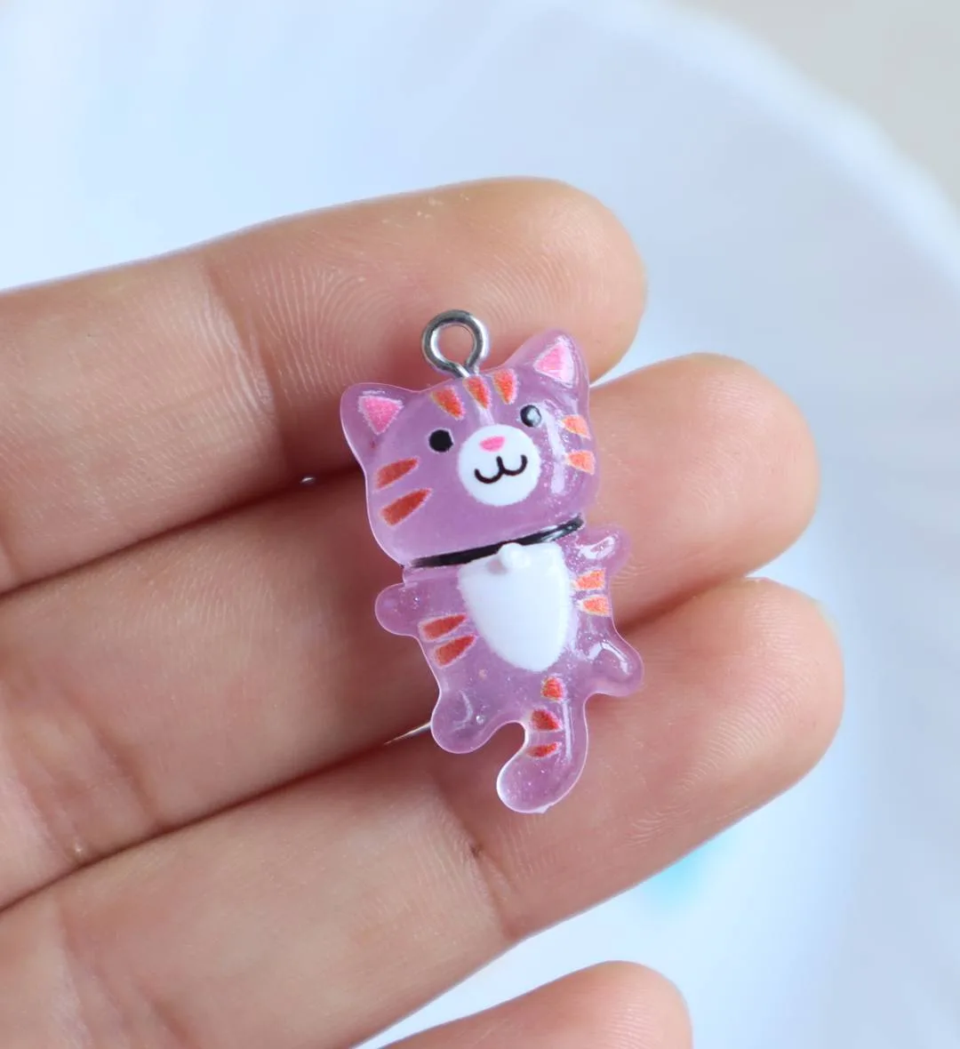 Purple Cat Resin Charm