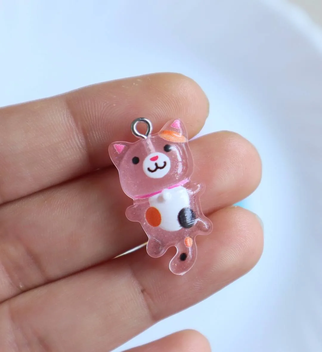 Pink Cat Resin Charm
