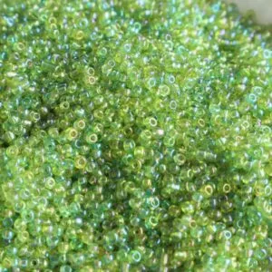 Green Iridescent Seed Beads | Size-2mm | 20gm