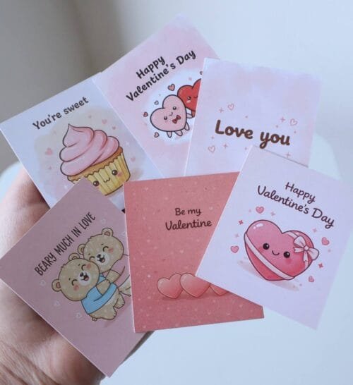 Valentine Mini Cards – Set of 6 | Cute Love Notes & Sweet Messages