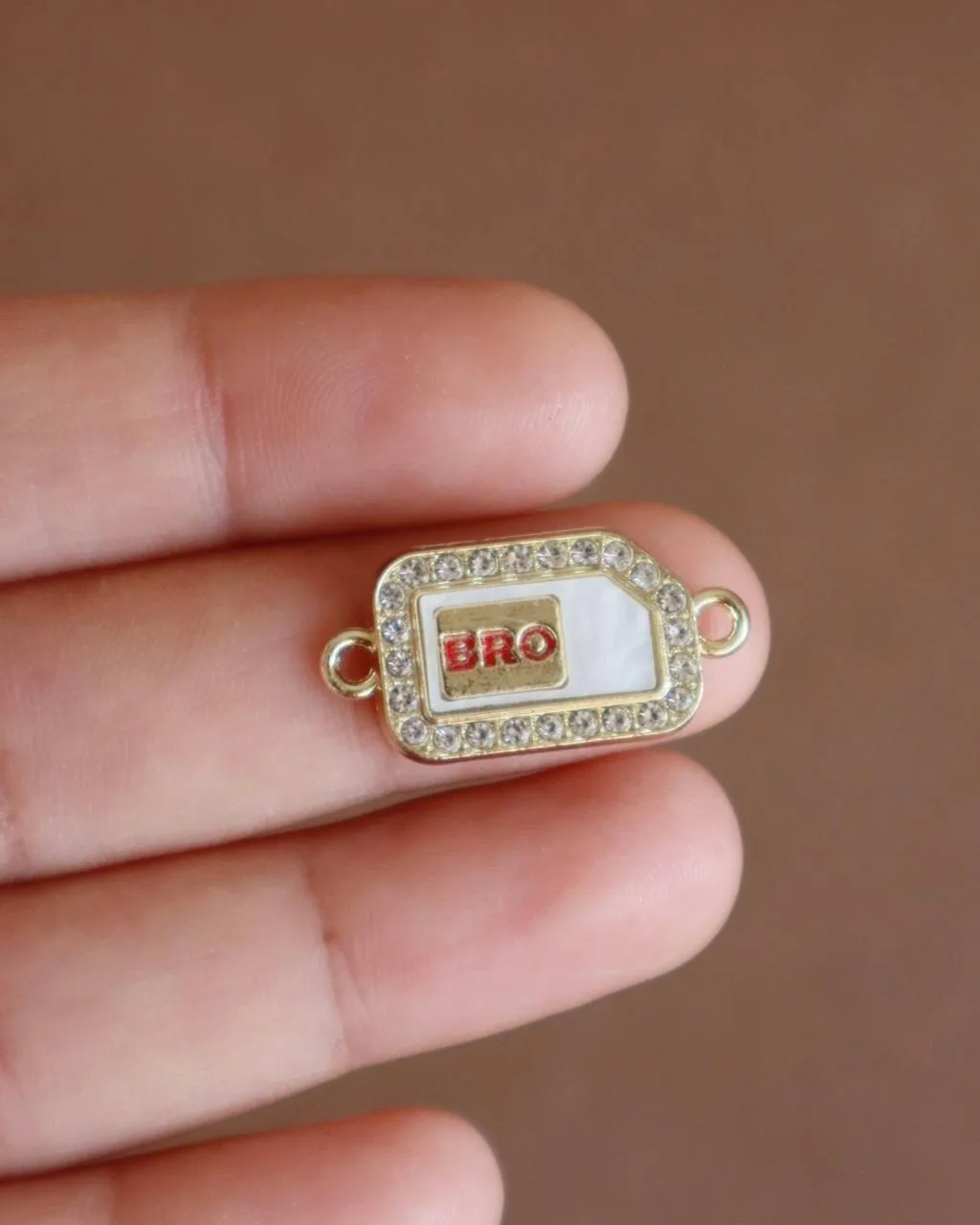 Bro Crystal Connector Charm