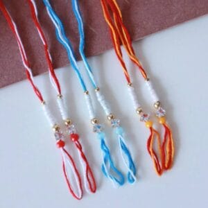 White Stone Rakhi Making Ready Threads (Set Of 4)