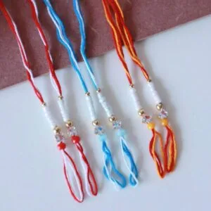 White Stone Rakhi Making Ready Threads (Set Of 4)