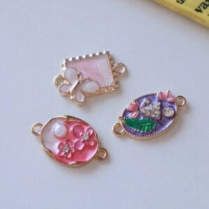 Cute Butterfly & Flower Enamel Connector Charms