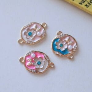 Sparkle Floral Enamel Connector Charm
