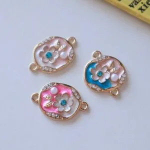Sparkle Floral Enamel Connector Charm