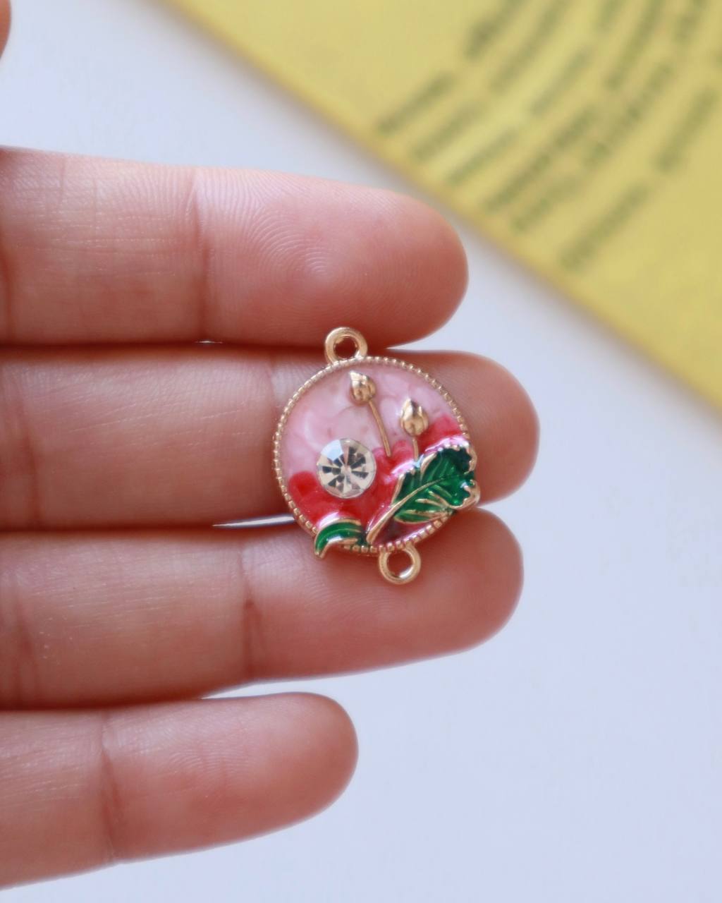 Aesthetic Tulip Enamel Connector Charm