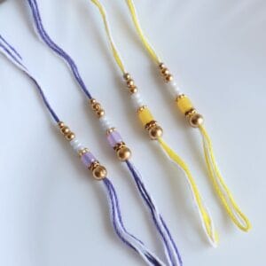 Soft Pastel Rakhi Threads with Crystal Beads