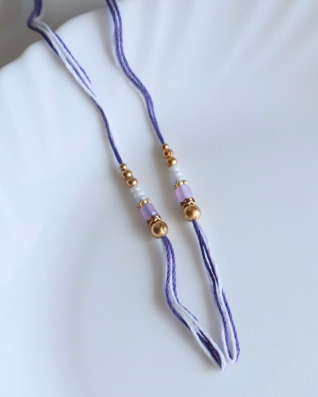 Soft Pastel Rakhi Threads with Crystal Beads
