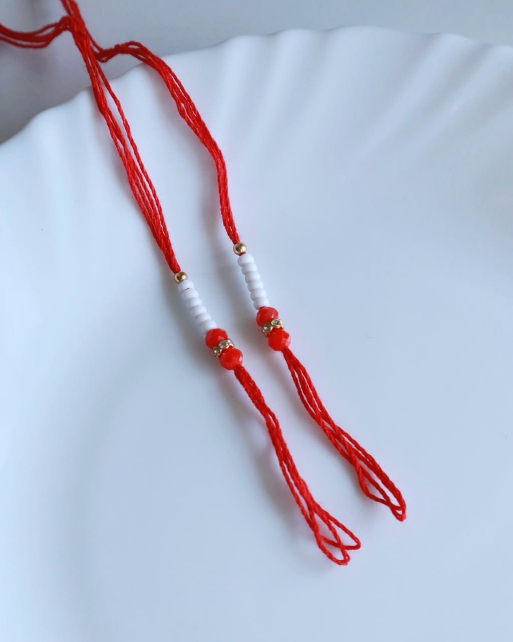 Red Beaded Rakhi Ready Thread