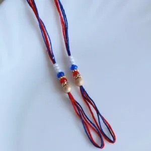 Royal Red Blue Beaded Rakhi Ready Thread
