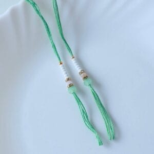 Pastel Green Crystal Rakhi Ready Threads