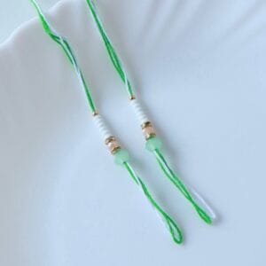 Green-White Crystal Rakhi Ready Threads