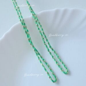 Green & Gold Metallic Twisted Rakhi Thread