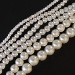 White Round Pearl Beads for Jewellery Making- 1 String