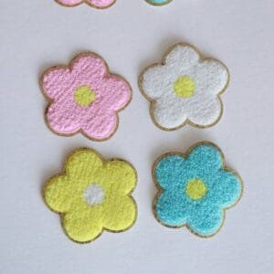 Pastel Chenille Flower Patch Stickers