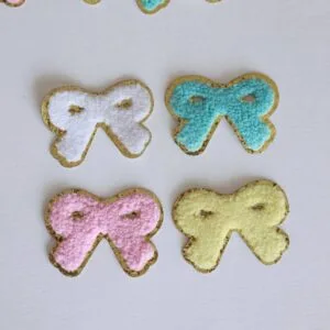 Pastel Chenille Bow Patch Stickers