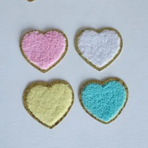 Pastel Chenille Heart Patch Stickers