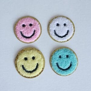 Pastel Chenille Smiley Face Patch Stickers