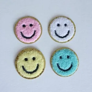 Pastel Chenille Smiley Face Patch Stickers